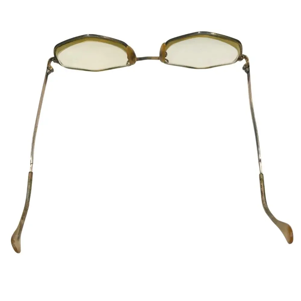 Vintage Womens Glasses Hexagon Gold Filled Metal USA 70s Pince Nez Eyeglasses